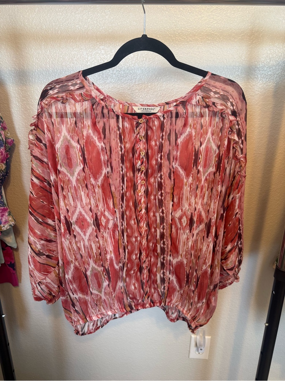 Liverpool Los Angeles Red Patterned Blouse